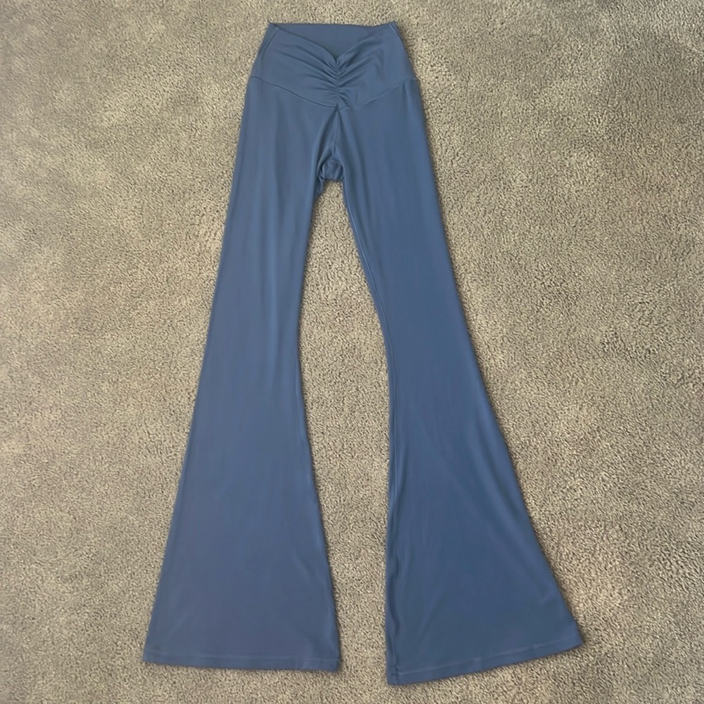 Aerie Blue Ruched Waist Flare Leggings